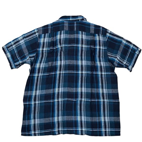 BEAMS PLUS Linen Skipper Shirt Blue Madras Check Short Sleeve Size Large Japan - Picture 3 of 10